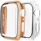 Fengyiyuda 2 Stück Hülle Kompatibel mit Apple Watch 38/42/40/44mm mit Anti-Kratzen TPU Displayschutz Schutzfolie,360°Schutzhülle für iWatch Series 6/5/4/3/2/1/SE,2 Stück,Pink Gold/Clear,40mm