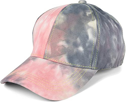 styleBREAKER Damen Baseball Cap mit Batik Muster, Muster Unikat, 6-Panel, Basecap, Click & Snap verstellbar 04023082, Farbe:Beige-Grau-Rosa