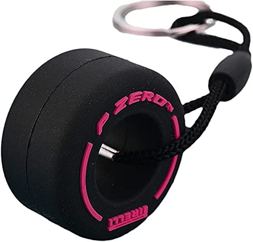 VNZQ Porte-clés F1 en caoutchouc souple pour voiture - Cadeau de voiture - Pour homme et femme, rose rouge,, Ø 3,6 cm