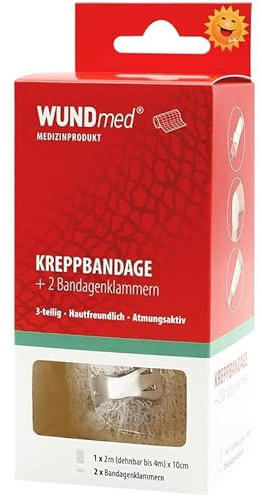Kreppbandage + Bandageklammern 4 m x 10 cm