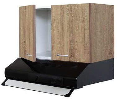 Arredobagno e Cucine Hängeschrank Teak 90 cm (nicht im Lieferumfang enthalten), 2 Türen, verchromte Griffe