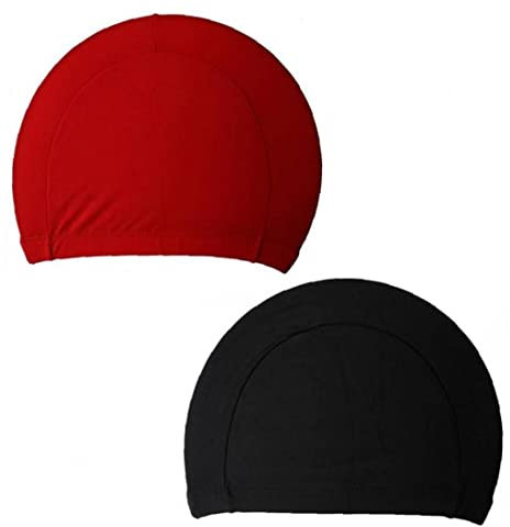 Ruluti 2pcs Free Size Fabric Protect Ears Long Hair Sports Siwm Pool Swimming Cap Hat Adults Men Women Sporty Ultrathin Adult Bathing Caps