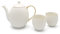 Klassisches Porzellan Teekannen Set 1.2 Liter 3-teilig inklusive Teesieb aus Edelstahl für losen Tee und 2 Teebecher