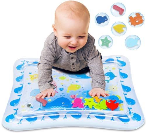 Airlab Wassermatte Baby Spielzeug ab 3 6 9 Monate, Wassermatte BPA-frei für Kleinkinder, Aufblasbare Wassermatte 70x50 cm, Sensorisches Spielzeug für Baby, Weiß