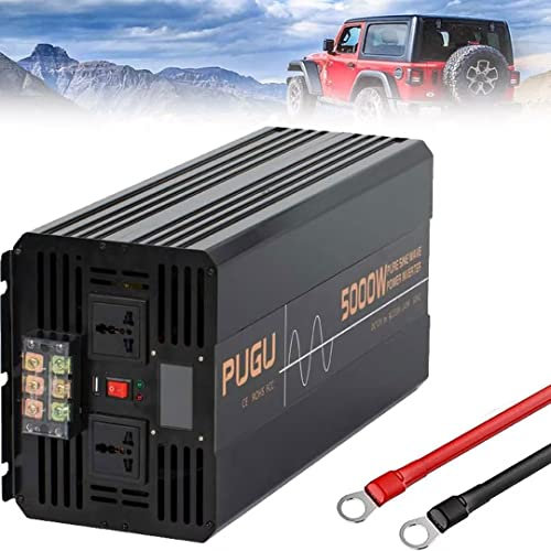 ZWEBY DC 12V 24V 48V a AC 220V Pure Sine Wave Converter 5000W Pure Sine Wave Inverter with 2 AC Outlets & USB Port,Complete Safety Protection Transformer,24V-240V