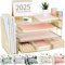 gianotter Paper Letter Tray Organizer with File Holder, 4-Tier Desk Accessories & Workspace Organizers with Drawer and 2 Pen Holder, Desk Organizers and Accessories for Office Supplies