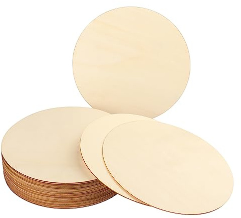 30 PCS 11.8 Inch Wood Circles, Thickness 2.5 mm Unfinished Wood Circles, Plywood Circles, Craft Unfinished Wood Discs for DIY Crafts, Door Hanger, Painting, Versatile Round Wood Pieces,by GNIEMCKIN