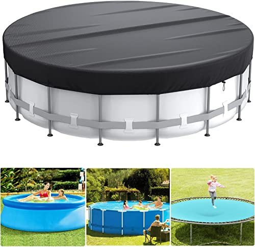 18 Ft Round Pool, Solar Covers for Above Ground Pools, Waterproof and Dustproof Hot Tub with Drawstring Design Increase Stability (Black)
