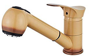 Robinet de cuisine en laiton, mitigeur évier monocommande avec douchette extractible, 2 types de jet, mitigeur chaud et froid, mitigeur monocommande pour salle de bain, marron Vie intéressante