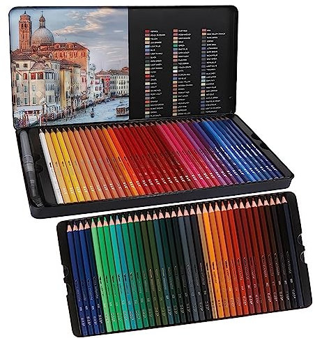 Holzsammlung 72 Aquarellstifte Set, Aquarell Buntstifte Set für Mischen, Schichten & Aquarellmalerei, Zeichen Set Professionell für Künstler, Erwachsene und Kinder#01