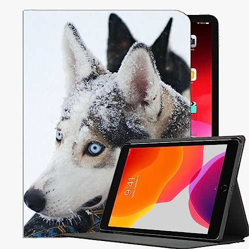 YENDOSTEEN Hülle mit Pencil Halter für iPad 9.7 2018/2017 - Ultradünn Superleicht Schutzhülle,Hundetiere Sibirischer Husky 015 mit Auto Schlaf-/Aufwachfunktion