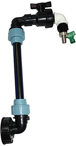 Salida de cuello de cisne IBC, recipiente adaptador IBC, salida de cuello de cisne – Conector para depósito de agua de lluvia IBC Tsuchiya