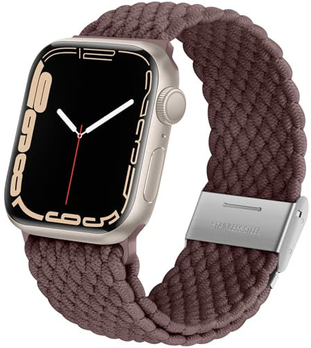 Anlinser Solo Loop Compatibile con Cinturino Apple Watch 42mm 41mm 40mm 38mm, Cinturini Elastiche con Fibbia Regolabile Compatibile con IWatch SE Serie 10 9 8 7-1, Fumare Viola