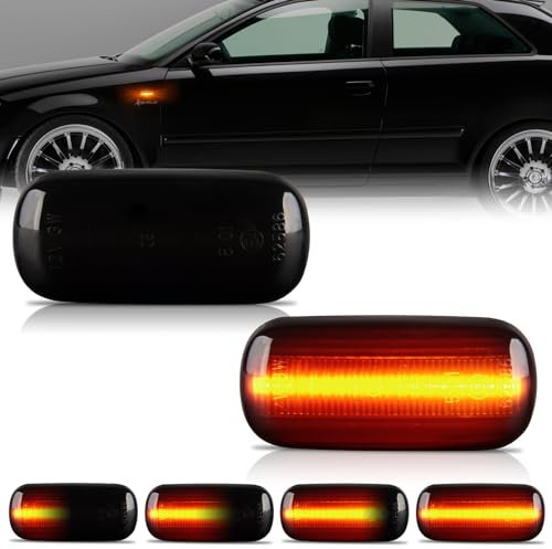OZ-LAMPE 2 Stück LED Blinker Seitenblinker für Audi A3 S3 8P A4 S4 RS4 B6 B7 A4 B8 A6 S6 RS6 C5 C7 A8 D3 TT 8J Roadster,Blinker mit Canbus Fehlerfrei,Schwarz