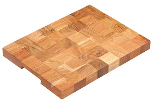 ZEYUAN Hackblock 40×30×3,8 cm Akazie Massivholz, Schneidebrett, Holzbrett Küche, Cutting Board, Hackklotz