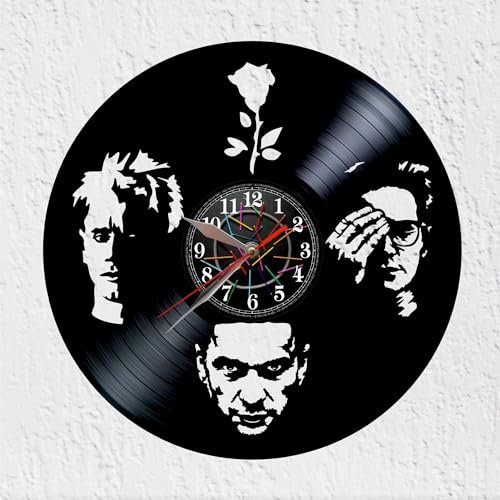 VINY WOODY Rock Elektronische Schallplattenuhr aus Vinyl, Poprock, Wanddekoration, 30 cm, Schwarz, Analog, Batteriebetrieben