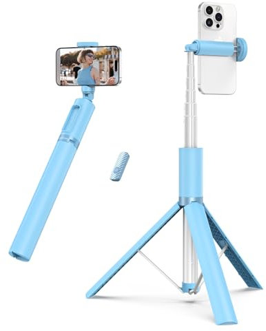 ATUMTEK Bluetooth 140CM Selfie-Stick Stativ Ausziehbares All-in-One-Telefonstativ aus Aluminium mit Kabelloser Fernbedienung um 360° Drehbar für iPhone 16/15/14/13/12/XS Max