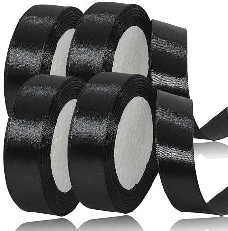 laeeyin Geschenkband Satinband 88m Geschenkband Breit, 20mm Schleifenband,Geschenkband Hochzeit Stoff, Satin-Geschenkband, Perfekt für Hochzeiten, Geburtstage und Festliche Anlässe (schwarz)