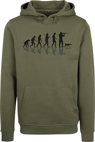 Baddery Jagd Hoodie Herren - „Jäger Evolution“ (Olive XXL) | Kapuzenpullover für Männer