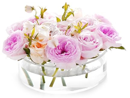 Runde Acrylvasen für Blumen, Klare Acryl-Blumenvase mit Löchern für Blumen, Moderne Acrylvasen für Tafelaufsätze, Dekorative Vase für Hochzeiten, Partys, Zuhause,(16+5 Löcher)