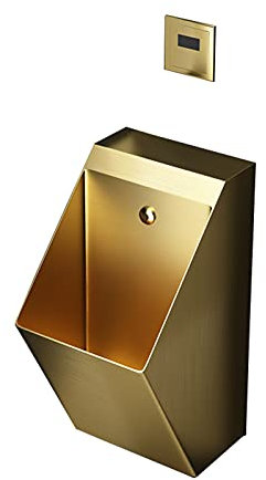 dsmsdre Edelstahl-Urinal, goldenes kleines Wand-Urinal mit automatischer Sensorspülung, Herren-Urinal-Toilette mit berührungslosem Spülventil