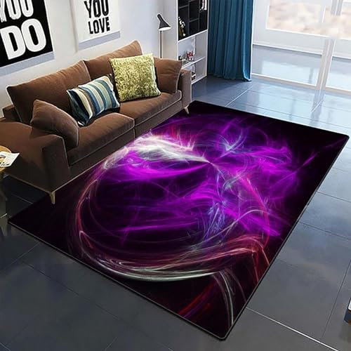 Bereich Teppich,3D Teppich Abstrakte Kunst Mit Fünf Farbigen Illusionslichtern Gedruckt Wohnkultur rutschfeste Weiche 140 X 200 cm,Kinderzimmerteppich , Schmutzabweisend - Leicht Zu Reinigen -0H0B/V1