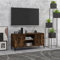 Pxznbe Table pour TV en chêne fumé, 103,5 x 35 x 50 cm, panneau de particules, meuble TV avec 2 étagères et 2 compartiments style industriel, support TV salon avec quatre pieds en métal