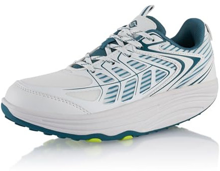 Fusskleidung® Damen Herren Sneaker Abrollsohle leichte Gesundheitsschuhe Weiß Blau EU 44