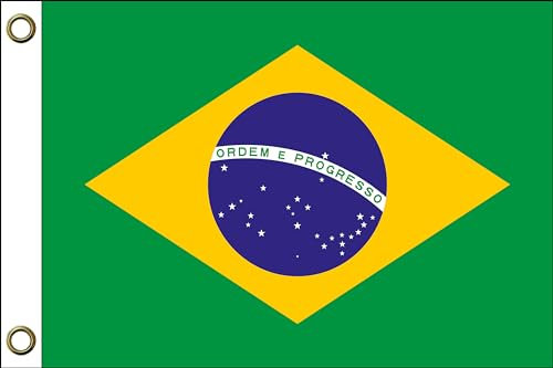Brasilien Flagge Fahne | 150 cm x 90 cm / 90 x 150 cm | Wetterfest & Langlebig | Polyester mit zwei Ösen