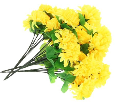 GARVALON Künstliche Chrysanthemen Blumenstrauß Herbstliche Kunstblumen für Grabdekoration Friedhofsblumen Memorial Fake Flowers Langlebige Kunstblumen für Gedenkstätten