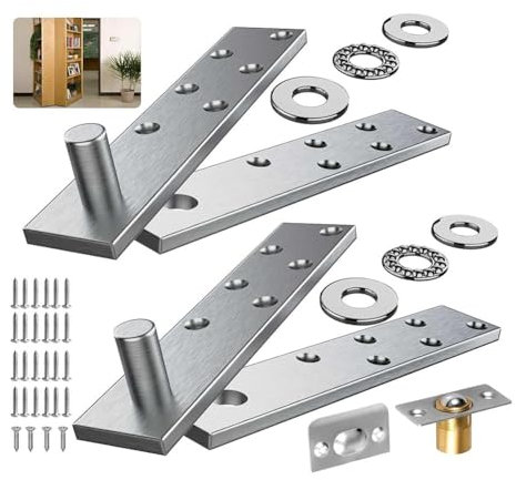FVZWKHD Charnière rotative de porte, invisible, en acier inoxydable, argentée, lourde, jusqu'à 100 kg, style transitionnel