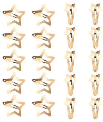 WLLHYF 20 fermagli per capelli in metallo, a forma di stella, antiscivolo, a forma di goccia, per capelli, per bambini, donne (oro)