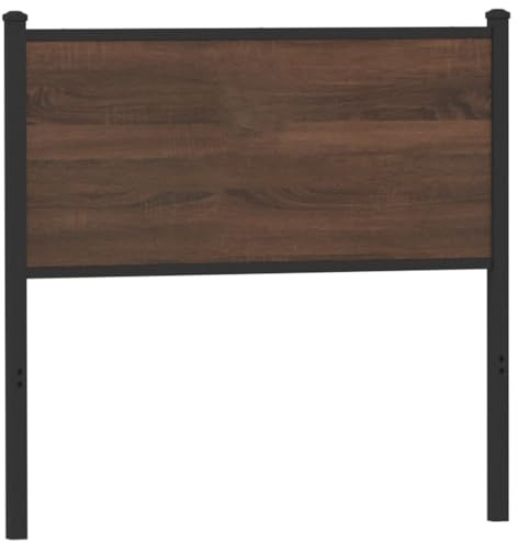 vidaXL Kopfteil, Bettkopfteil Metallbeine, Betthaupt für Bett Einzelbett, Bettzubehör Schlafzimmer, Braun Eichen-Optik 90cm Holzwerkstoff Stahl