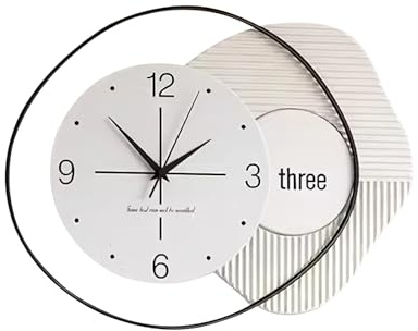 Ergocar Reloj De Pared,Reloj De Pared De Metal Creativo Moderno y Silencioso, Alimentado por Batería, Adecuada para Decorar Sala De Estar, Cocina, Dormitorio, Oficina