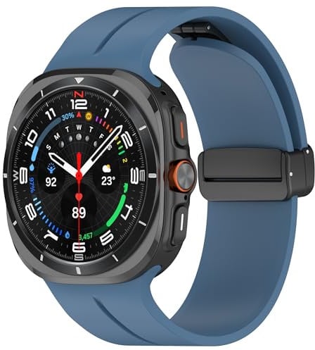 KUTEWEU Fermeture Magnétique Bracelet Compatible avec Samsung Galaxy Watch7 Ultra 47mm Montres, Silicone de remplacement Sangle pour Samsung Galaxy Watch 7 Ultra 47mm Smartwatch (Bleu)
