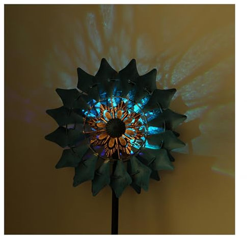 MWSHIYUQING Windspiel Metall FüR DraußEn Solar-Wind-Plug-In Mit Farbwechsel ， WindräDer Metall Wasserdicht Und Rostfrei ， Windspiele Aus Metall Geeignet FüR Parkdekoration,Blue