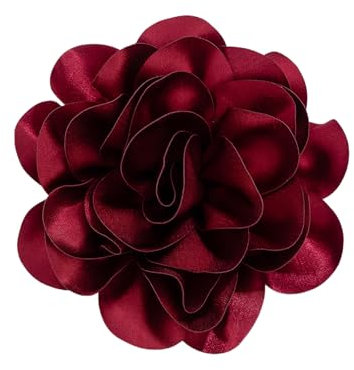 NIHENHAO Broche élégante et pratique en forme de fleur en tissu accrocheur - Broche en forme de fleur en tissu délicat - Rouge vin