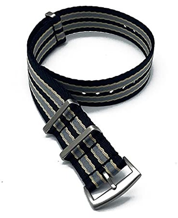 JUANZD Cinturino for orologio a spina di pesce da 20 mm e 22 mm, cinturino in nylon Nato compatibile con orologio sostitutivo a strisce 007(007 Black Gray,20mm)