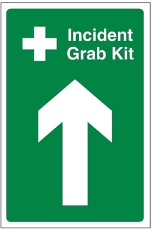 Bleedsave Incident Grab Kit Arrow Up 200 x 300mm - 2mm Rigid Plastic Safety Sign