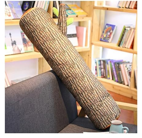 Hrlace Simulation Baumstamm Kissen Weiche Log Wurfkissen Nackenrolle Baumstamm Kuschelkissen Runde Holzmaserung Stumpf Geformt Dekorative Kissen Stuhlkissen für Home Office Ginkgo 90cm