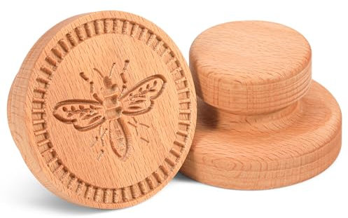 Maveite 2.5 Inch Wooden Honeybee Cookie Stamp (1 Piece)