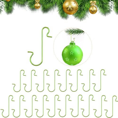 SALGIA 100 Stück Weihnachtsbaumschmuck Schnellaufhänger, Christbaumkugeln Aufhänger, Weihnachtsbaumschmuck Haken, für Weihnachtskugeln, Weihnachtsdekorationen(Grün)