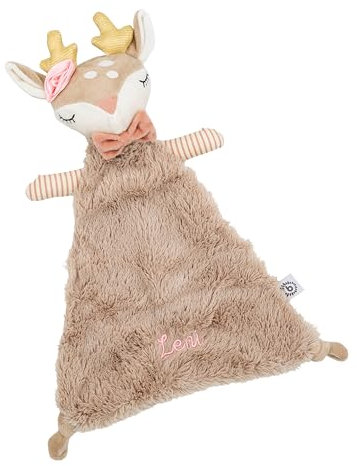 wunderwunsch by Bieco Schmusetuch Baby REH, Schnuffeltuch mit Namen, Kuscheltier personalisiert, Kuscheltuch, Geburt Geschenk, Babygeschenke, Geschenk zur Taufe