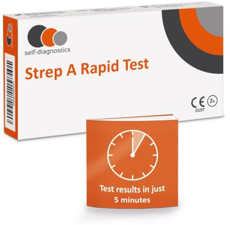 self-diagnostics Streptokokken Schnelltest, Strep A Rachenabstrich, 2 Tests