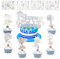 25 Stück Cake Topper Set + 4 Blätter Temporäre Tattoos für Kinder, Kindergeburtstag Party Deko, Muffins Dessert Dekoration, Karikatur Cupcake Topper, Partydekoration
