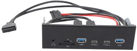 Front Panel USB C Hub, 6 Ports 19 Pin GEN2 X 2 5Gbps Internal Card Reader with 2 USB A & USB C Ports, Memory Card Microphone Input, USB3.2 GEN1 19 Pin Input