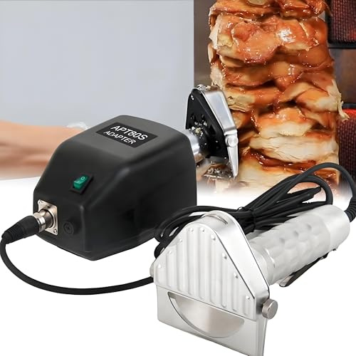 Electric Kebab Slicer - 80W Professional Shawarma Cutter with 0-8mm Adjustable Thickness, 3000 RPM, 60kg/hr - Ideal for Kebab, Fajita, Gyros, and Shawarma Preparation