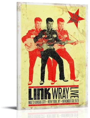 WJYCHEND Link Wray Sänger-Albumcover, Musik-Serie, Leinwand-Poster, Wandkunst, dekoratives Gemälde, Schlafzimmer, Gemälde, Poster, 30 x 45 cm, Rahmenstil