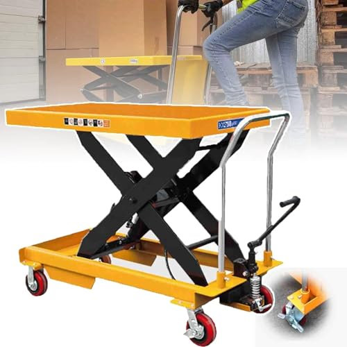 Élévateur hydraulique à commande au pied - Hauteur (0,72 m-1,5 m), Élévateur portable à double ciseaux - Charge (150 kg-1 000 kg), Table de travail élévatrice, Roulettes arrière verrouillables(150kg0.