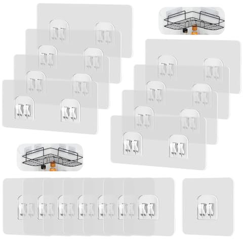 GIDWRIY 16 Piezas Ganchos Adhesivos Pared,Gancho Para Colgar Adhesivo,Gancho Ducha Sin Agujeros,Colgadores Adhesivos Transparentes,Colgador Adhesivo Baño,Ganchos de Pared Autoadhesivo,Wall Hooks
